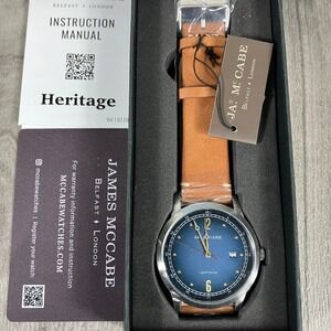 James McCabe‎ Heritage Fumée Blue Men's Watch Leather Band Box JM-1034-04